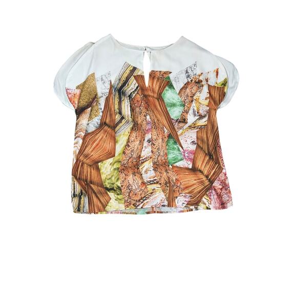 Clover Canyon Tops - Clover Canyon Womens Size Small Short Sleeve Keyhole Printed Blouse Business